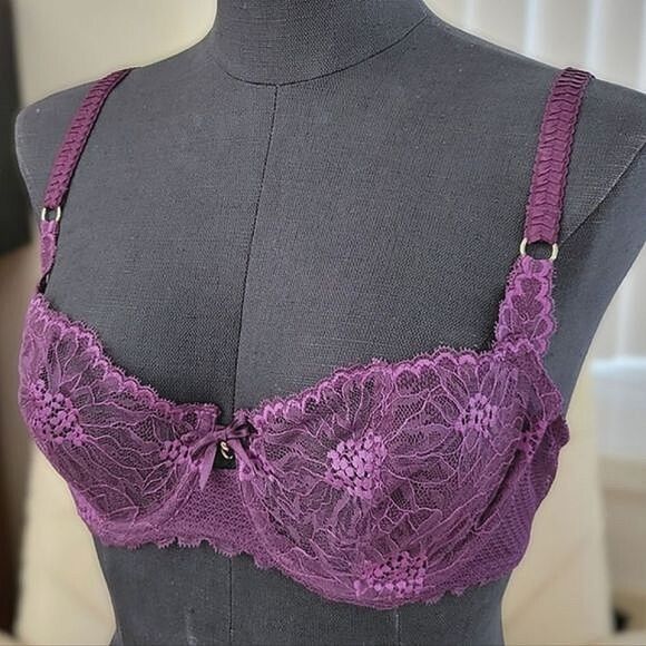 Chantelle Opéra fig/blackberry Stretch Lace Demi Bra 38B - Picture 4 of 16